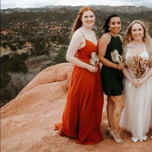 Amelia Couture burnt orange evening dress size 10